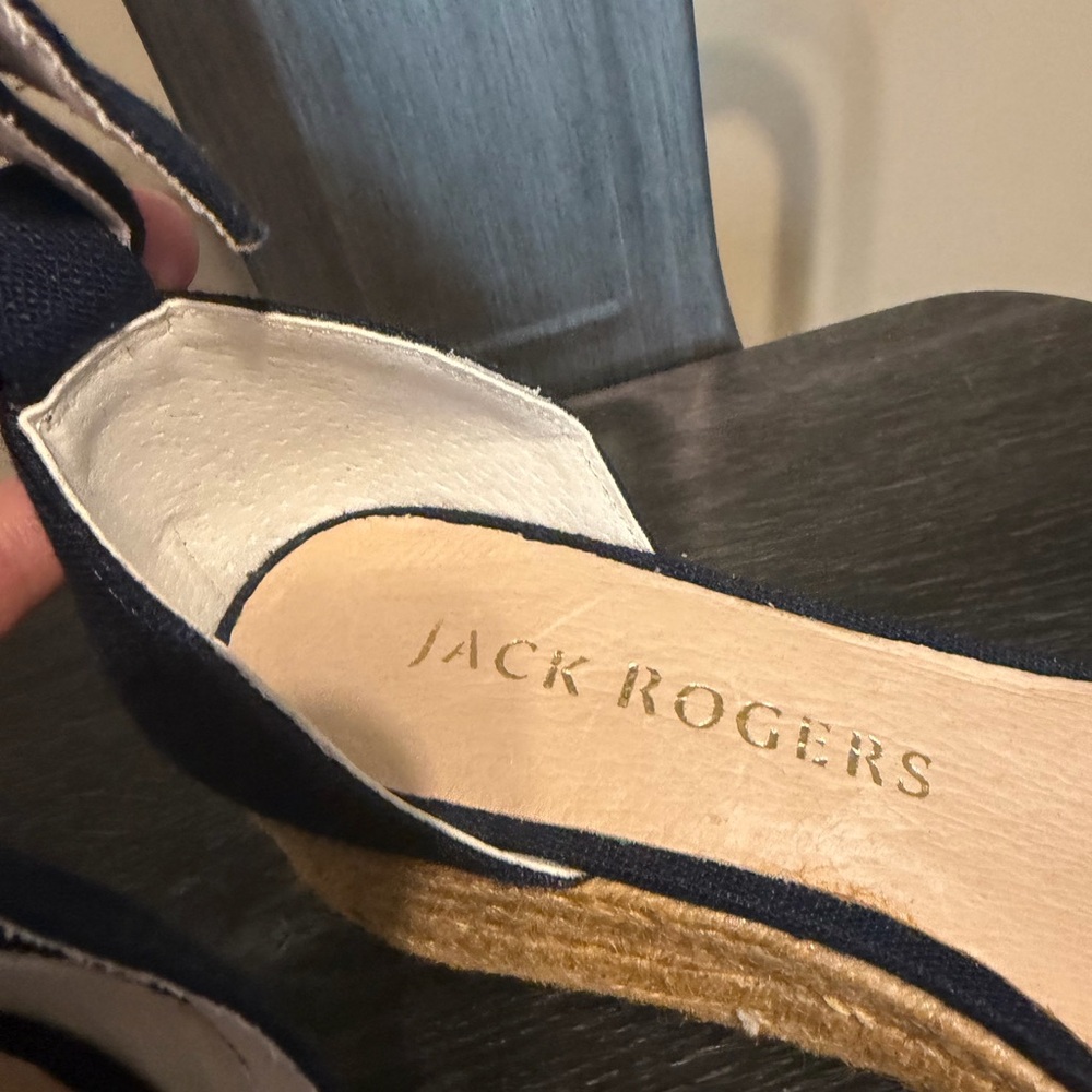 Jack Rogers Dark Blue Espadrille Wedges Sz 8 - Picture 4 of 12